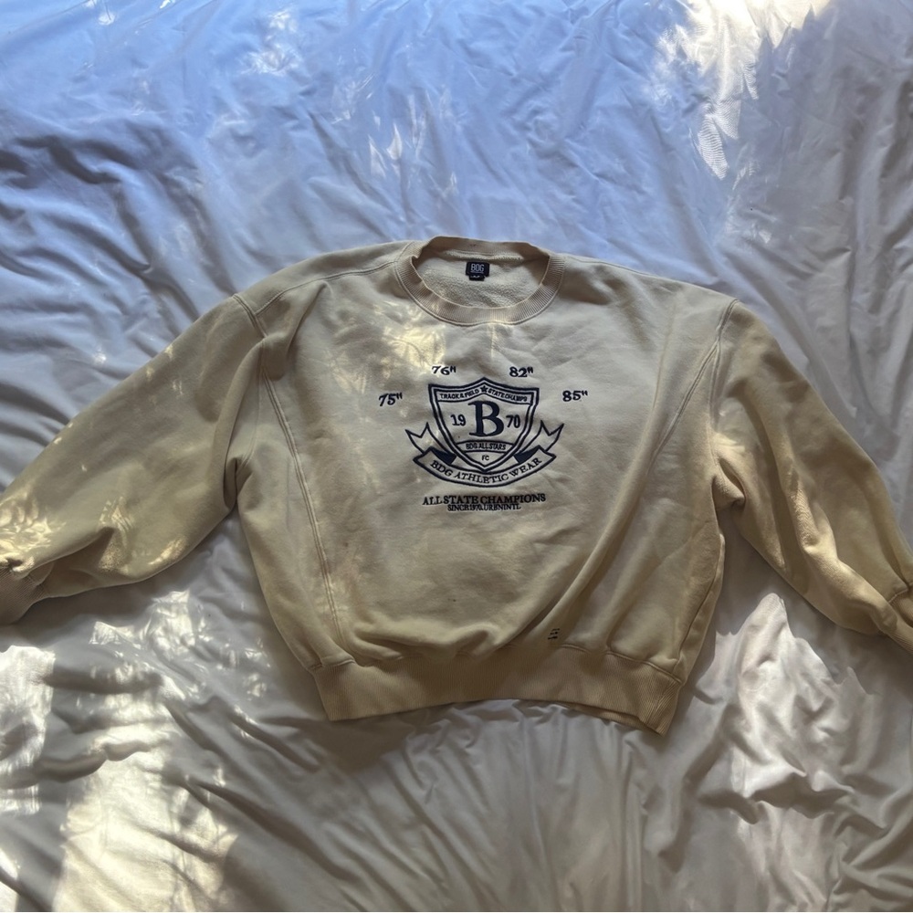 BDG Cream Creneck Sweater “Track & Field”